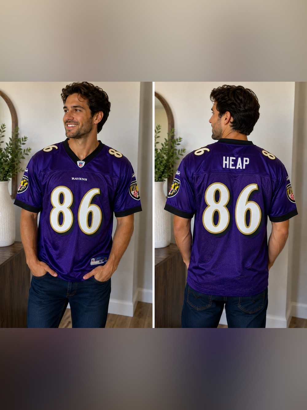 Vintage Todd Heap #86 Baltimore Ravens Reebok NFL Jersey Purple Medium